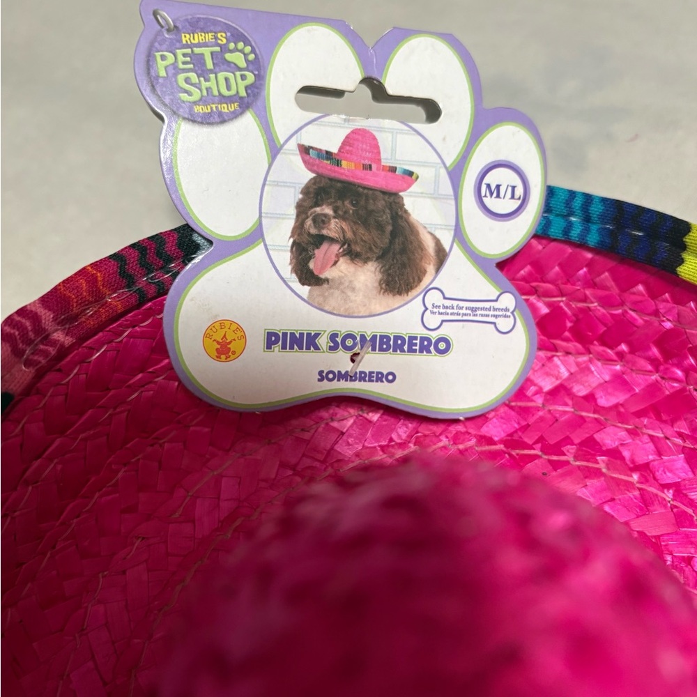 Vibrant Pink Dog Sombrero - Picture 6 of 6